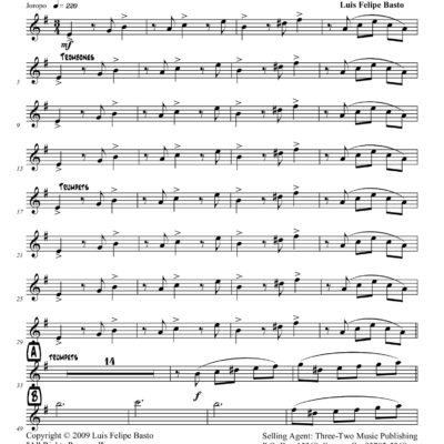 Llanero (Download) Latin jazz printed sheet music www.3-2music.com composer and arranger Jose Felipe Basto big band 4-4-5 instrumentation