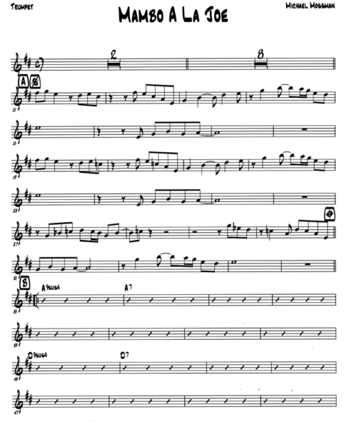 Mambo A La Joe (Download) Latin jazz printed sheet music www.3-2music.com composer and arranger Michael Mossman combo (sextet) instrumentation