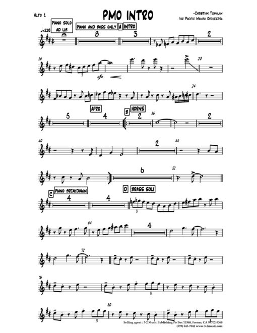 PMO Intro V.2 (Download) Latin jazz printed sheet music www.3-2music.com composer and arranger Christian Tumalan big band 4-4-5 instrumentation