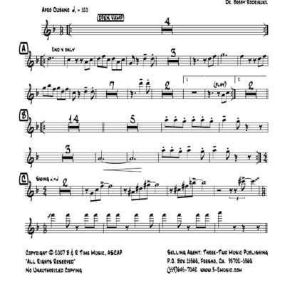 Rafael (Download) Latin jazz printed sheet music www.3-2music.com composer and arranger Bobby Rodriguez big band 4-4-5 instrumentation
