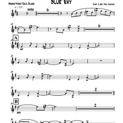 Blue Ray (Download) Latin jazz printed sheet music www.3-2music.com composer and arranger Papo Vazquez big band 4-4-5 instrumentation
