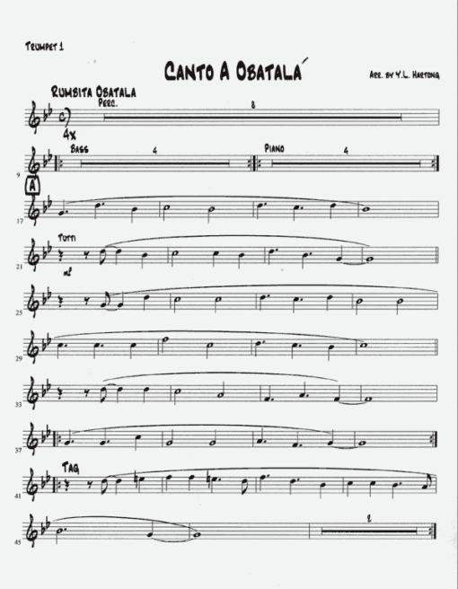 Canto a Obatala (Download) Latin jazz music www.3-2music.com composer and arranger Jan Hartong combo (septet) instrumentation