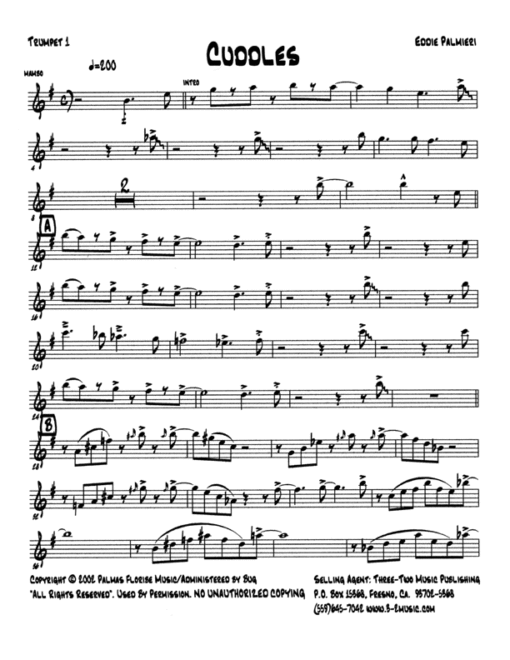 Cuddles (Download) Latin jazz printed sheet music www.3-2music.com composer and arranger Eddie Palmieri combo (septet) instrumentation