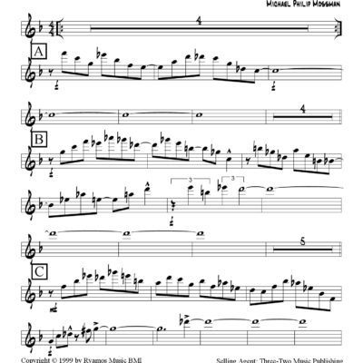 River Spirit (Download) Latin jazz printed sheet music www.3-2music.com composer and arranger Michael Mossman big band 4-4-5 instrumentation