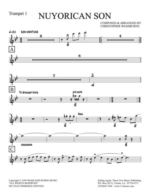 Nuyorican Son (Download) www.3-2music.com Latin jazz sheet music composer and arranger Chris Washburne CD Paradise In Trouble big band instrumentation