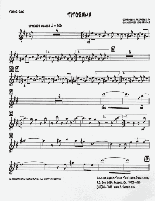 Titorama (Download) Latin jazz printed sheet music www.3-2music.com composer and arranger Chris Washburne combo (septet) instrumentation