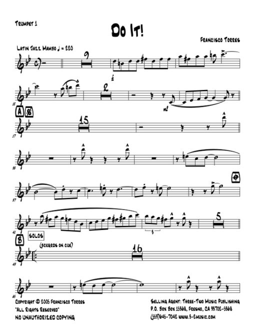 Do It! V.2 Latin jazz printed sheet music www.3-2music.com composer and arranger Francisco Torres big band 4-4-5 instrumentation