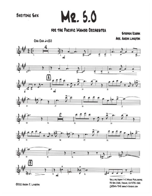 Mr. 5.0 (Download) Latin jazz printed sheet music www.3-2music.com composer and arranger Steffen Kuehn big band 4-4-5 instrumentation
