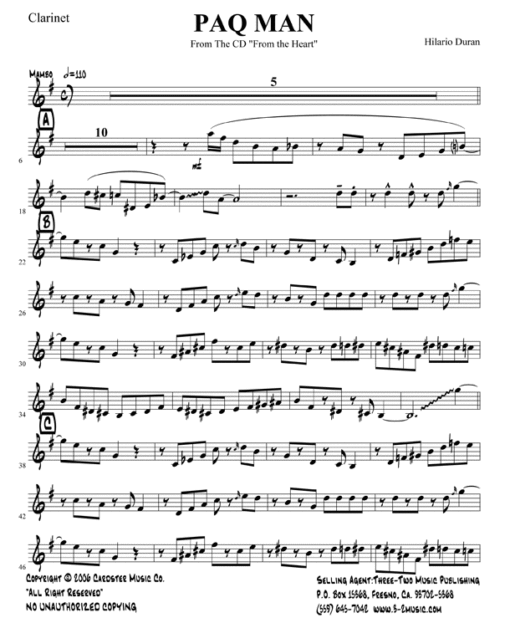 Paq Man (Download) Latin jazz printed sheet music www.3-2music.com composer and arranger Hilario Durán big band 4-4-5 instrumentation