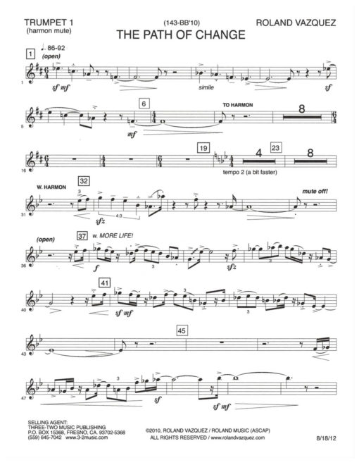 The Path of Change (Download) Latin jazz printed sheet music www.3-2music.com composer and arranger Roland Vazquez big band 4-4-5 instrumentation