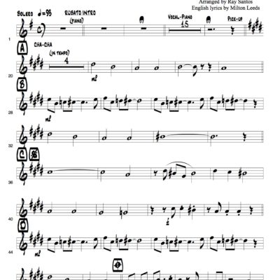 Perfidia V.2 (Download) Latin jazz printed sheet music www.3-2music.com composer and arranger Alberto Dominguez big band4-4-5 instrumentation