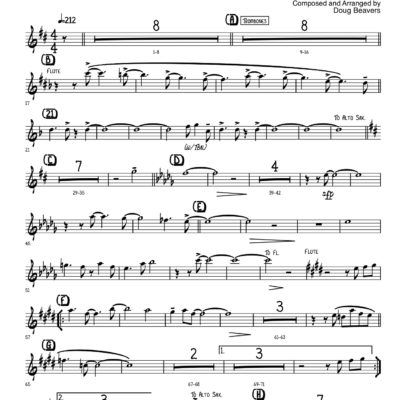 Sunflowers V.2 (Download) Latin jazz printed sheet music www.3-2music.com composer and arranger Doug Beavers big band 4-4-5 instrumentation