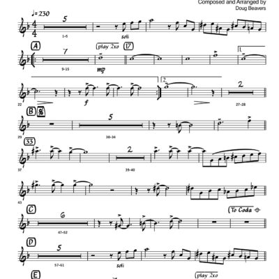 Gate 13 V.2 (Download) Latin jazz printed sheet music www.3-2music.com composer and arranger Doug Beavers big band 4-4-5 instrumentation