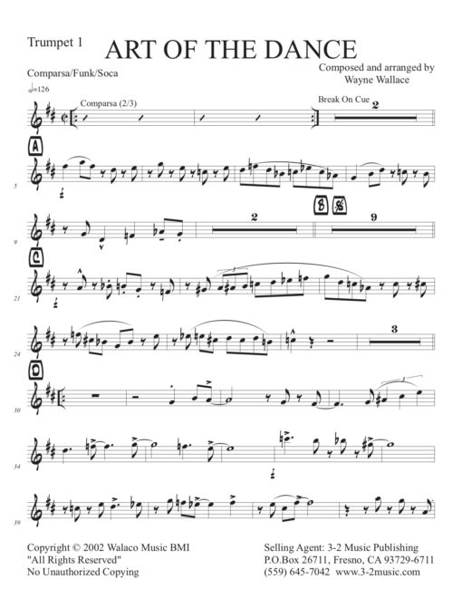 Art of the Dance V.1 (Download) Latin jazz printed sheet music www.3-2music.com composer Wayne Wallace combo (nonet) instrumentation