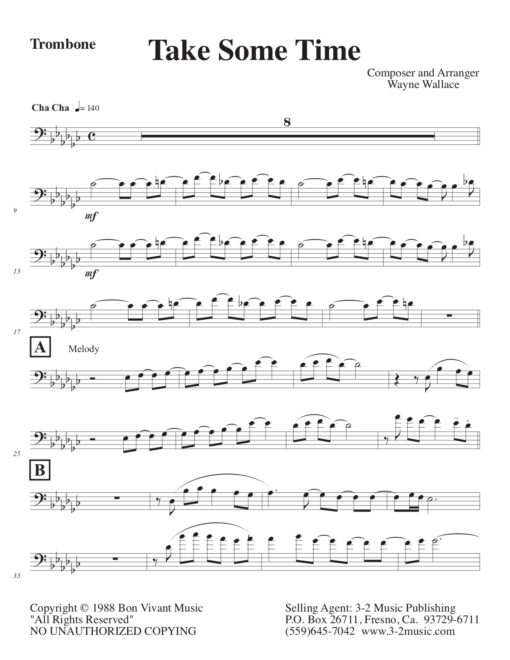 Take Some Time (Download) Latin jazz printed sheet music www.3-2music.com composer Wayne Wallace little big band instrumentation