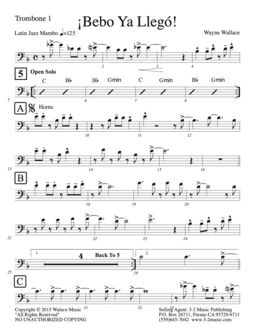 Bebo Ya Llegó Latin jazz printed sheet music