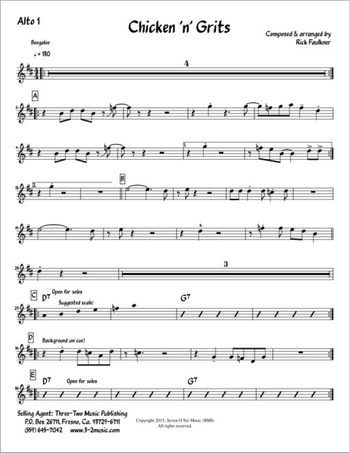 Chicken 'n' Grits V.2 (Download) Latin jazz printed sheet music www.3-2music.com composer and arranger Rick Faulkner big band 4-4-5 instrumentation