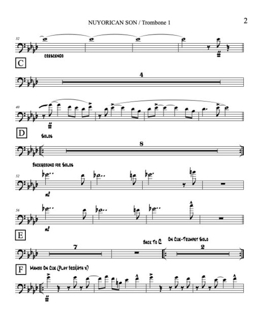 Nuyorican Son trombone 1 (Download) www.3-2music.com Latin jazz sheet music composer and arranger Chris Washburne CD Paradise In Trouble big band