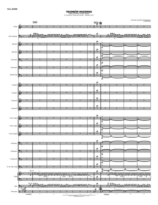 Trombone Moderno V.2 score (Download) Latin jazz big band printed sheet music www.3-2music.com composer and arranger Doug Beavers big band