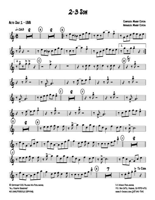 2-3 Son alto 1 (Download) Latin jazz printed sheet music www.3-2music.com composer and arranger Manny Cepeda little big band instrumentation