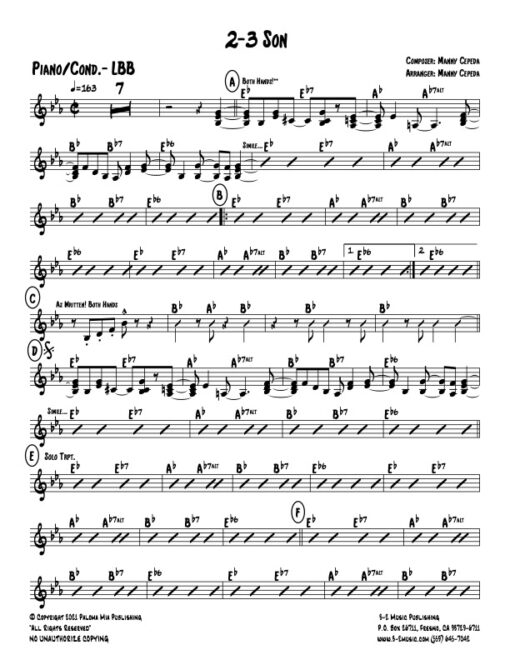 2-3 Son piano (Download) Latin jazz printed sheet music www.3-2music.com composer and arranger Manny Cepeda little big band instrumentation