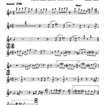 Chamber Timba alto sax (Download) Latin jazz printed sheet music www.3-2music.com composer and arranger Manual Valera combo (sextet) instrumentation