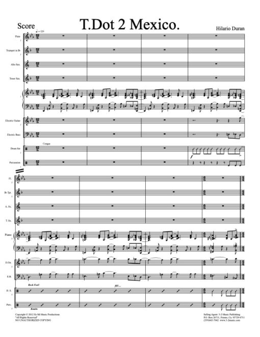 T.Dot 2 Mexico score (Download) Latin jazz printed sheet music www.3-2music.com composer and arranger Hilario Durán combo (nonet) instrumentation