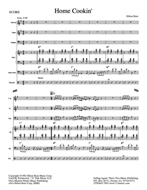 Home Cookin score (Download) Latin jazz sheet music www.3-2music.com composer and arranger Hilton Ruiz combo (septet) instrumentation