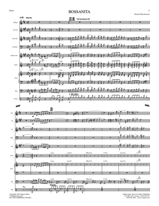 Bossanita score (Download) Latin jazz printed sheet music www.3-2music.com composer and arranger Michael Mossman combo (nonet) instrumentation