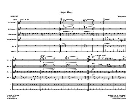 Bugalu Monko score (Download) Latin jazz printed sheet music www.3-2music.com composer and arranger Enrique Fernandez combo (quartet) instrumentation