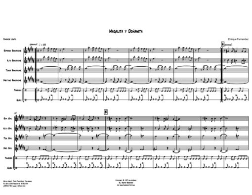 Magalita Y Donanita score (Download) Latin jazz printed sheet music www.3-2music.com composer and arranger Enrique Fernandez combo (sextet)