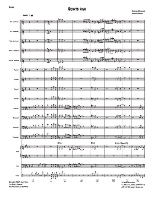 Quinto Piso score (Download) Afro Latin jazz printed sheet music www.3-2music.com composer and arranger Humberto Ramirez big band instrumentation