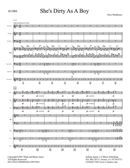 She's Dirty As a Boy score (Download) Latin jazz printed sheet music www.3-2music.com composer and arranger Chris Washburne combo (septet) instrumentation