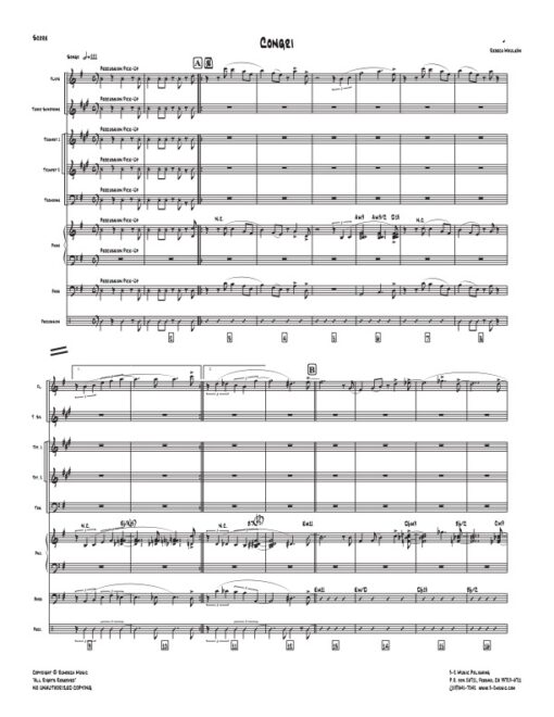 Congri score (Download) Latin jazz printed sheet music www.3-2music.com composer and arranger Rebeca Mauleón combo (nonet) instrumentation