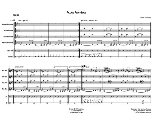 Fall From Grace score (Download) Latin jazz printed sheet music www.3-2music.com composer and arranger Enrique Fernandez combo (quartet)
