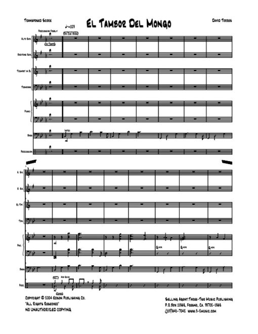 El Tambor De Mongo score (Download) Latin jazz printed sheet music www.3-2music.com composer and arranger David Torres combo (octet) instrumentation