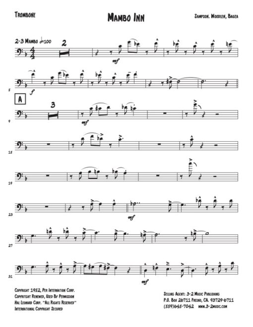 Mambo Inn trombone (Download) Latin music www.3-2music.com