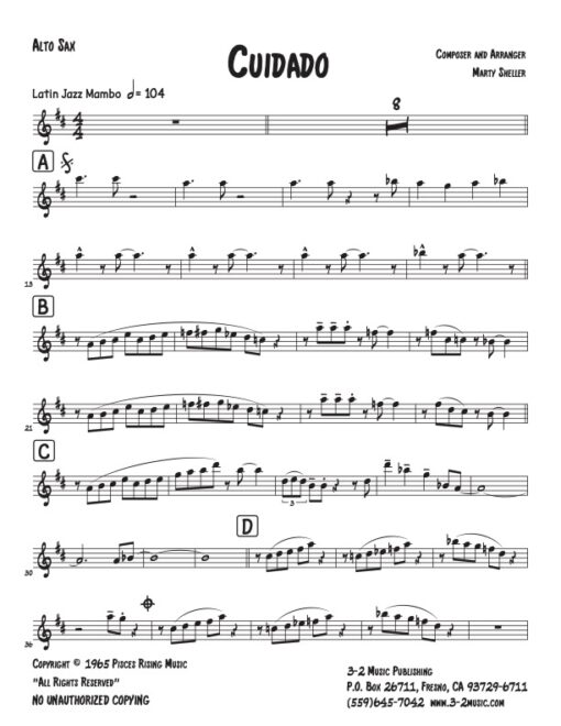 Cuidado alto (Download) Latin jazz printed combo sheet music www.3-2music.com composer and arranger Marty Sheller combo (septet) instrumentation