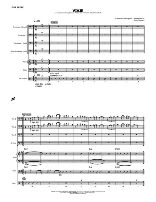 Viaje V.1 score (Download) Latin jazz printed sheet music www.3-2music.com composer and arranger Doug Beavers combo (octet) instrumentation