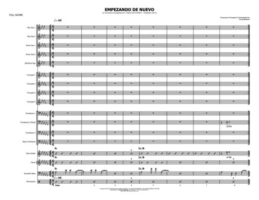 Empezando de Nuevo score (Download) Latin jazz printed combo sheet music www.3-2music.com composer and arranger Doug Beavers combo (sextet) instrumentation