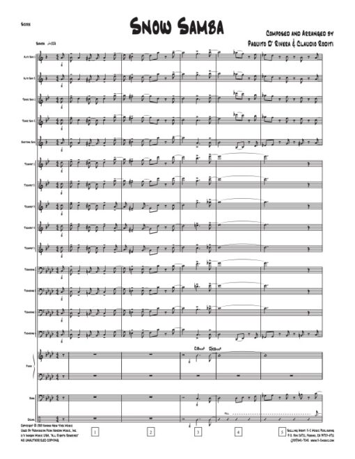 Snow Samba V.2 score (Download) Latin jazz printed sheet music www.3-2music.com composer and arranger Paquito D'Rivera big band 4-4-5 instrumentation