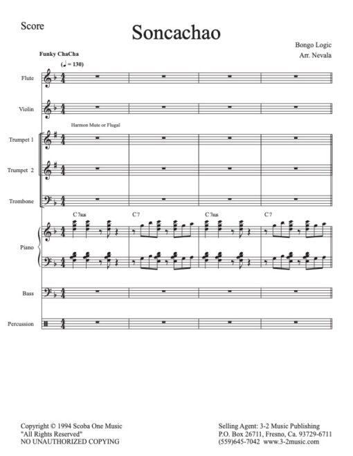 Soncachao score (Download) Latin jazz combo sheet music www.3-2music.com composer and arranger Harry Scorzo combo (octet) instrumentation