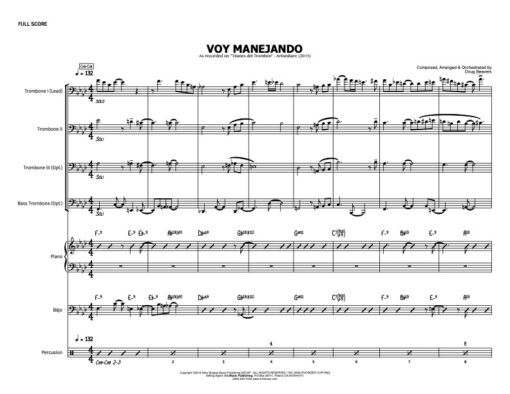 Voy Manejando V.1 score (Download) Latin jazz sheet music www.3-2music.com composer and arranger Doug Beavers combo (octet) instrumentation