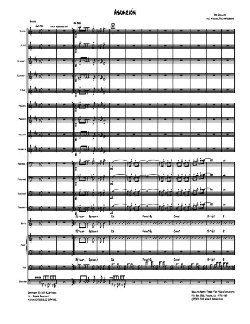 Asunción score (Download) Latin jazz printed sheet music www.3-2music.com composer and arranger Joe Gallardo big band 4-4-5 rhythm