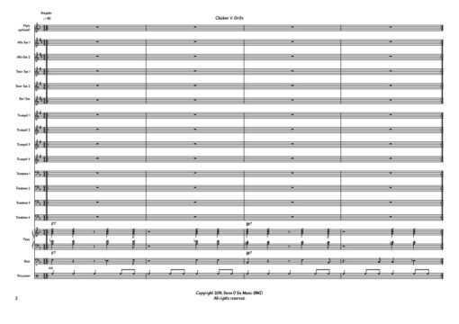 Chicken 'n' Grits V.2 score (Download) Latin jazz printed sheet music www.3-2music.com composer and arranger Rick Faulkner big band 4-4-5