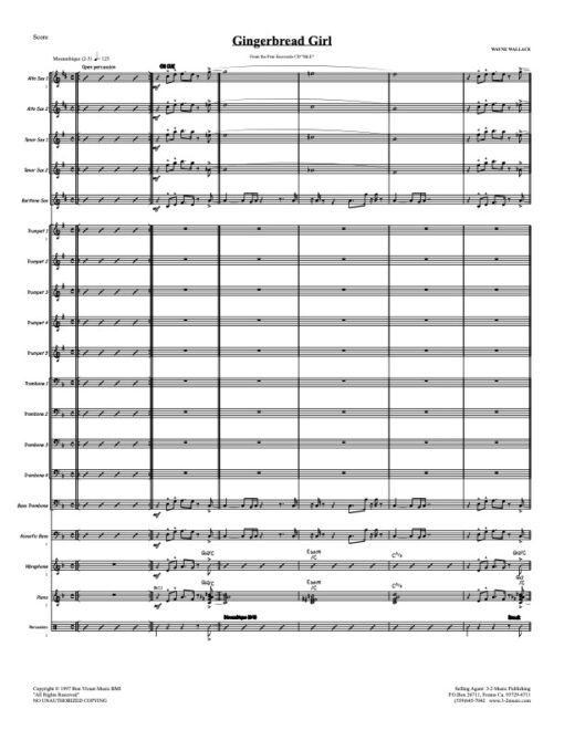 Gingerbread Girl V.2 score (Download) Latin jazz printed sheet music www.3-2music.com composer and arranger Wayne Wallace big band 4-4-5