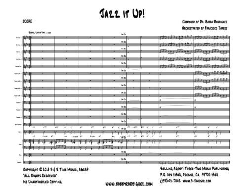 Jazz It Up score (Download) Latin jazz printed sheet music www.3-2music.com composer and arranger Bobby Rodriguez big band 4-4-5 instrumentation
