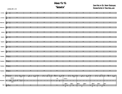 Mama Ya Ya score (Download) Latin jazz printed sheet music www.3-2music.com composer and arranger Bobby Rodriguez big band 4-4-5 instrumentation