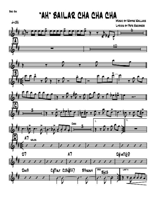 "Ah" Bailar Cha Cha Cha baritone (Download) Latin jazz printed sheet music www.3-2music.com composer and arranger Wayne Wallace little big band