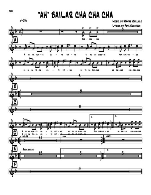 "Ah" Bailar Cha Cha Cha coro (Download) Latin jazz printed sheet music www.3-2music.com composer and arranger Wayne Wallace little big band